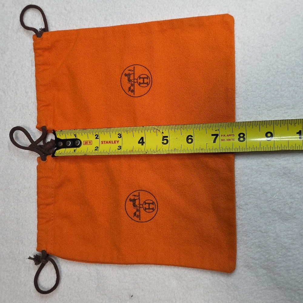 Authentic Used Hermes Orange Drawstring Storage B… - image 4